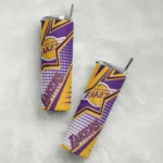 custom los angeles lakers web stripes purple white skinny tumbler best selling 1.webp