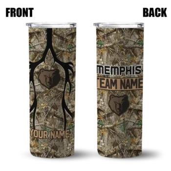 custom memphis grizzlies antler flow camo skinny tumbler fashion forward.webp
