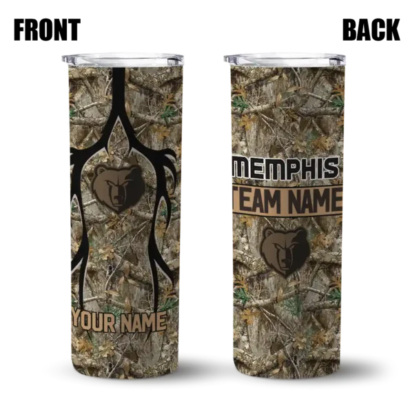custom memphis grizzlies antler flow camo skinny tumbler fashion forward.webp