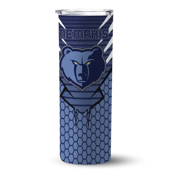 custom memphis grizzlies chevron stripes blue skinny tumbler best selling 1.webp