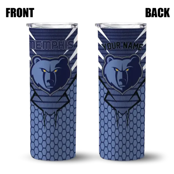 custom memphis grizzlies chevron stripes blue skinny tumbler fashion forward.webp