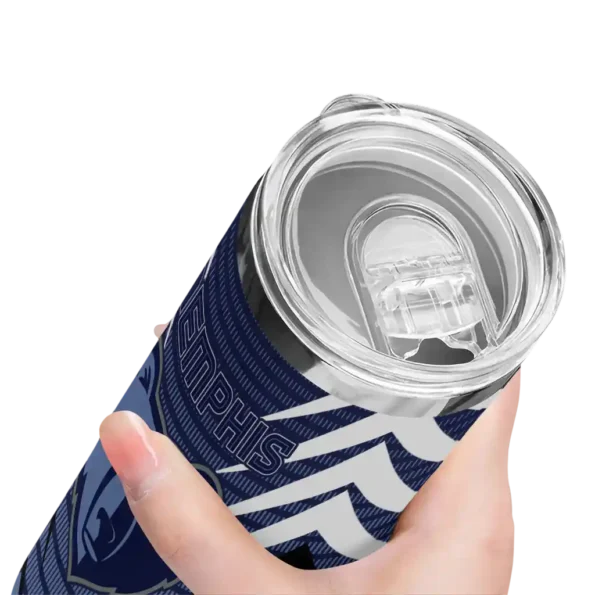 custom memphis grizzlies chevron stripes blue skinny tumbler high quality.webp