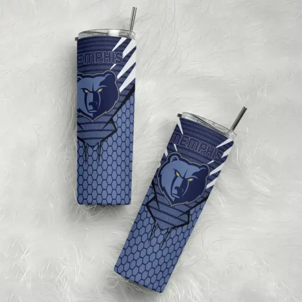 custom memphis grizzlies chevron stripes blue skinny tumbler top rated.webp