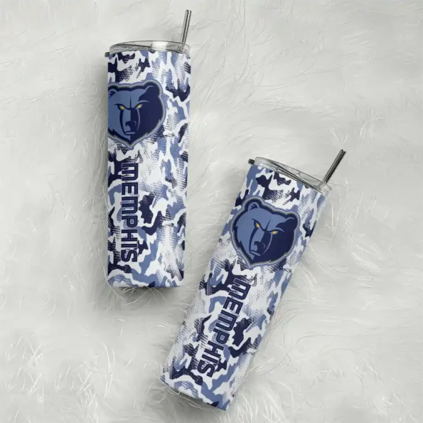 custom memphis grizzlies claw marks blue white skinny tumbler top rated.webp