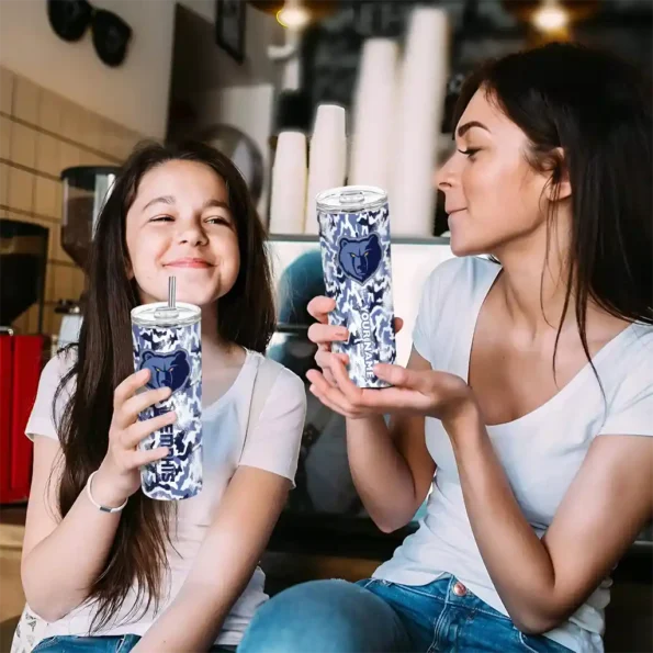 custom memphis grizzlies claw marks blue white skinny tumbler trendy.webp