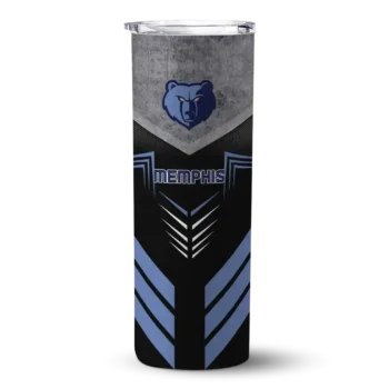 custom memphis grizzlies hexagon honeycomb blue black skinny tumbler best selling 1.webp