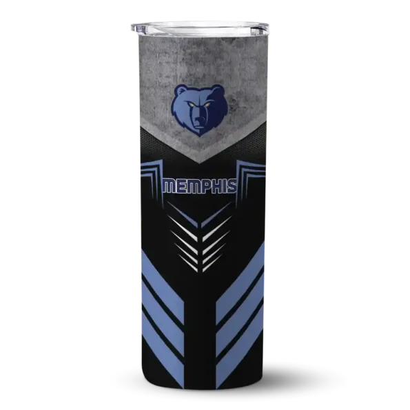 custom memphis grizzlies hexagon honeycomb blue black skinny tumbler best selling 1.webp