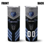 custom memphis grizzlies hexagon honeycomb blue black skinny tumbler best selling 1.webp