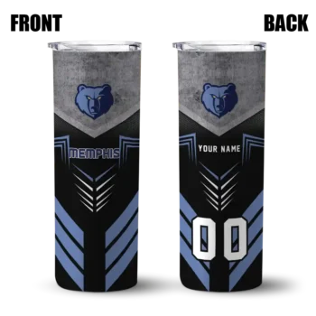 custom memphis grizzlies hexagon honeycomb blue black skinny tumbler fashion forward.webp