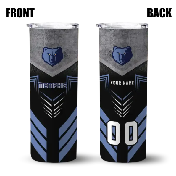 custom memphis grizzlies hexagon honeycomb blue black skinny tumbler fashion forward.webp