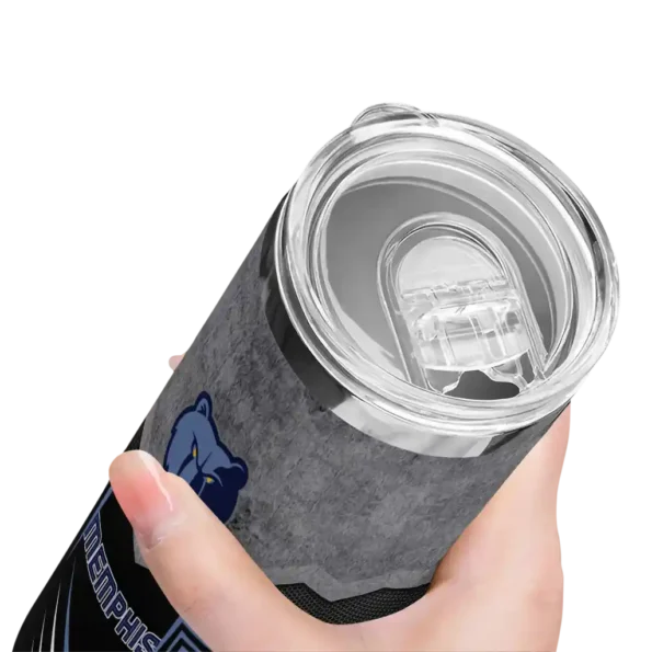 custom memphis grizzlies hexagon honeycomb blue black skinny tumbler high quality.webp
