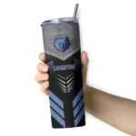 custom memphis grizzlies hexagon honeycomb blue black skinny tumbler best selling 1.webp
