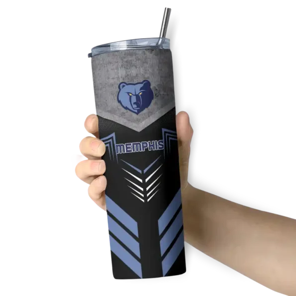 custom memphis grizzlies hexagon honeycomb blue black skinny tumbler premium grade.webp