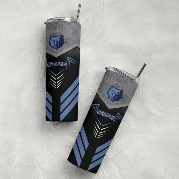 custom memphis grizzlies hexagon honeycomb blue black skinny tumbler top rated.webp