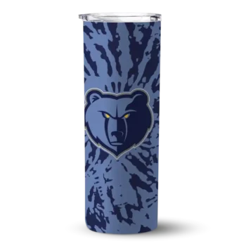 custom memphis grizzlies metallic grid blue skinny tumbler best selling 1.webp