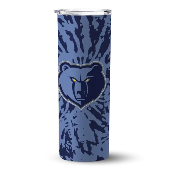custom memphis grizzlies metallic grid blue skinny tumbler best selling 1.webp