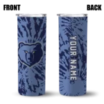 custom memphis grizzlies metallic grid blue skinny tumbler best selling 1.webp