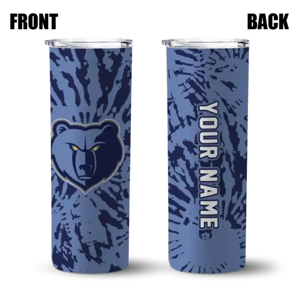 custom memphis grizzlies metallic grid blue skinny tumbler fashion forward.webp