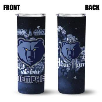 custom memphis grizzlies rose romance blue black skinny tumbler fashion forward.webp