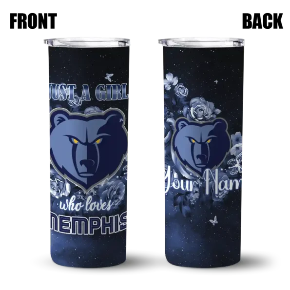 custom memphis grizzlies rose romance blue black skinny tumbler fashion forward.webp