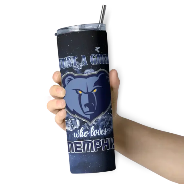 custom memphis grizzlies rose romance blue black skinny tumbler premium grade.webp
