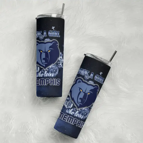 custom memphis grizzlies rose romance blue black skinny tumbler top rated.webp