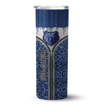 custom memphis grizzlies sparkle drip blue skinny tumbler best selling 1.webp