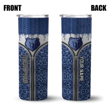 custom memphis grizzlies sparkle drip blue skinny tumbler fashion forward.webp