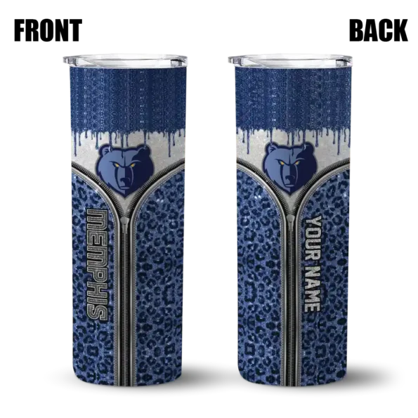 custom memphis grizzlies sparkle drip blue skinny tumbler fashion forward.webp
