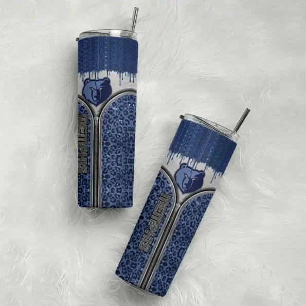 custom memphis grizzlies sparkle drip blue skinny tumbler top rated.webp
