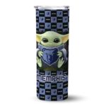 custom memphis grizzlies yoda cozy blue black skinny tumbler best selling 1.webp