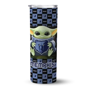 custom memphis grizzlies yoda cozy blue black skinny tumbler best selling 1.webp