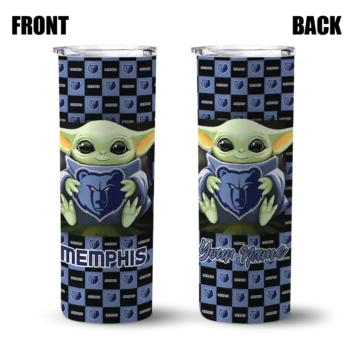 custom memphis grizzlies yoda cozy blue black skinny tumbler fashion forward.webp