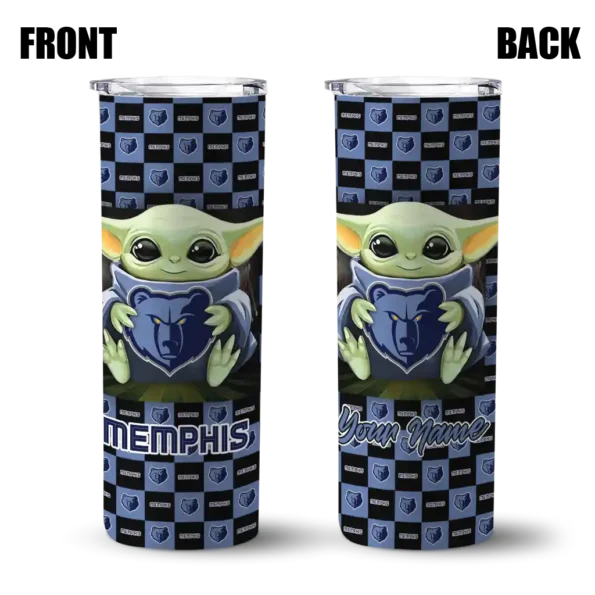 custom memphis grizzlies yoda cozy blue black skinny tumbler fashion forward.webp