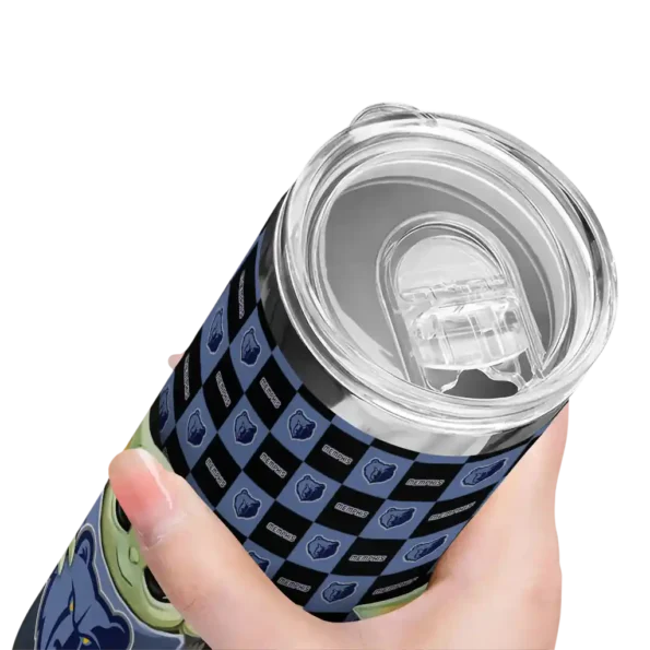 custom memphis grizzlies yoda cozy blue black skinny tumbler high quality.webp