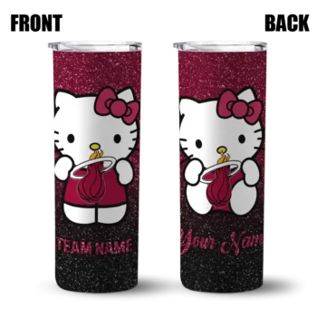 custom miami heat hello kitty red black skinny tumbler fashion forward.webp