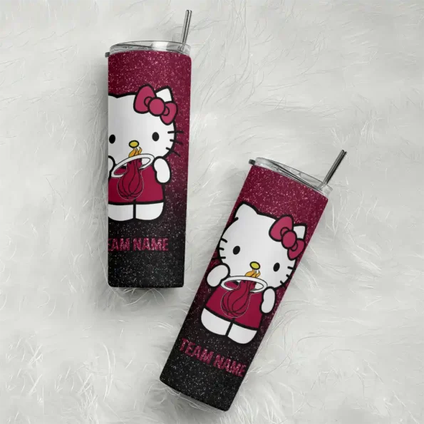 custom miami heat hello kitty red black skinny tumbler top rated.webp