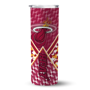 custom miami heat monogram burst red white skinny tumbler best selling 1.webp