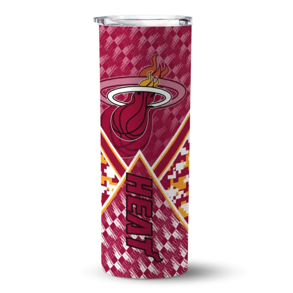 custom miami heat monogram burst red white skinny tumbler best selling 1.webp