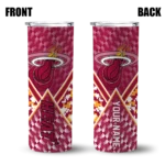custom miami heat monogram burst red white skinny tumbler best selling 1.webp