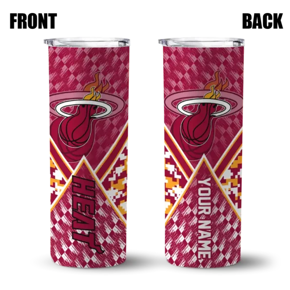 custom miami heat monogram burst red white skinny tumbler fashion forward.webp