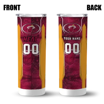 custom miami heat stacked diamond red skinny tumbler fashion forward.webp