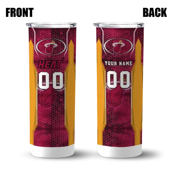 custom miami heat stacked diamond red skinny tumbler fashion forward.webp