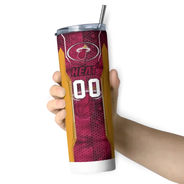 custom miami heat stacked diamond red skinny tumbler premium grade.webp