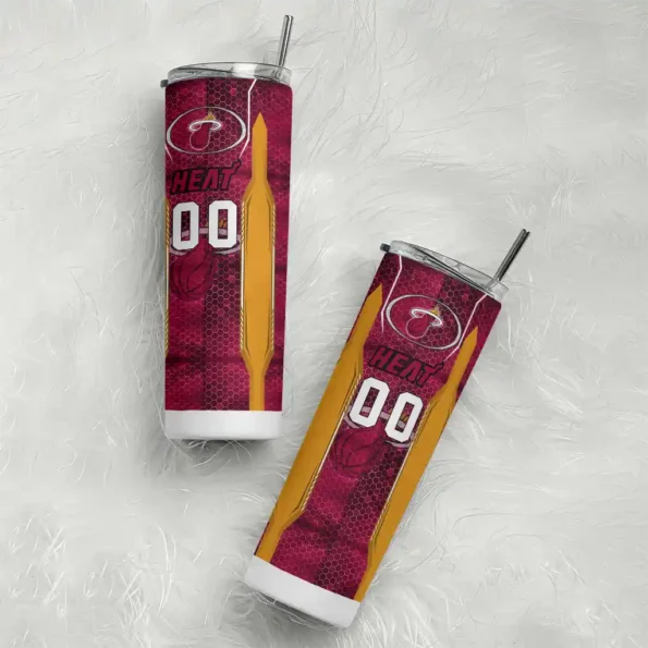 custom miami heat stacked diamond red skinny tumbler top rated.webp