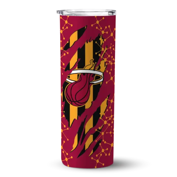 custom miami heat star pop red black skinny tumbler best selling 1.webp