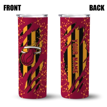 custom miami heat star pop red black skinny tumbler fashion forward.webp