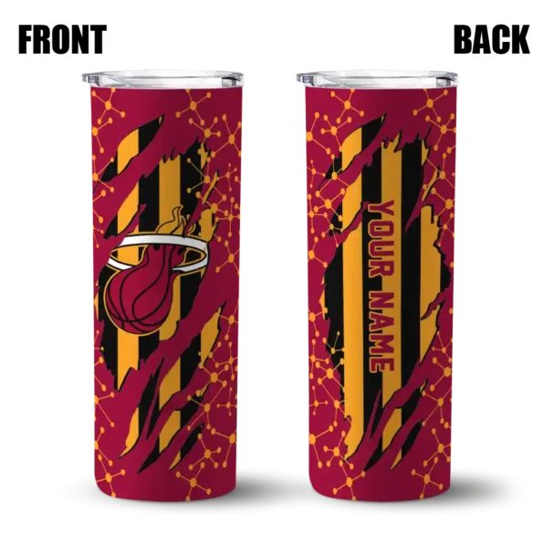 custom miami heat star pop red black skinny tumbler fashion forward.webp