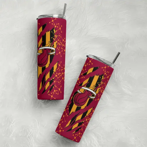 custom miami heat star pop red black skinny tumbler top rated.webp