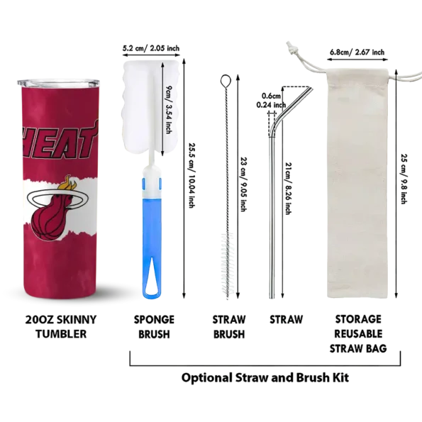custom miami heat torn band red white skinny tumbler new arrival.webp